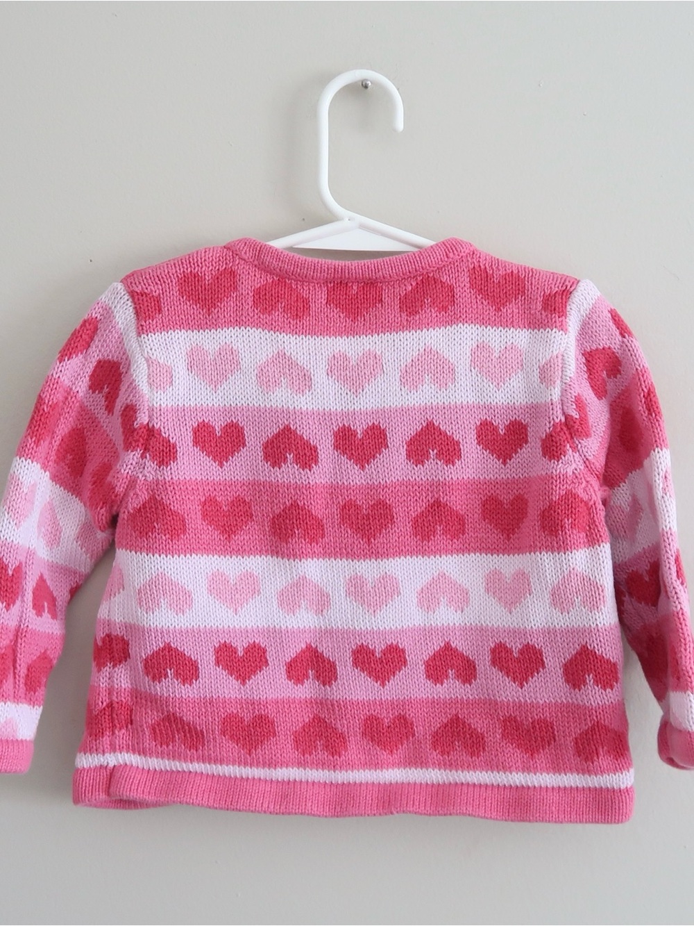 Vintage Talbots Kids Cardigan 24M Pink Heart Cotton Knit Sweater - Picture 4 of 5